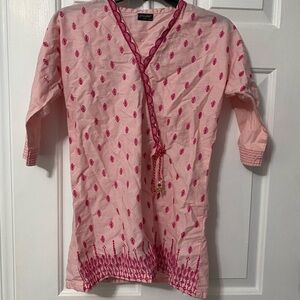 Pink Embroidered Tunic Top